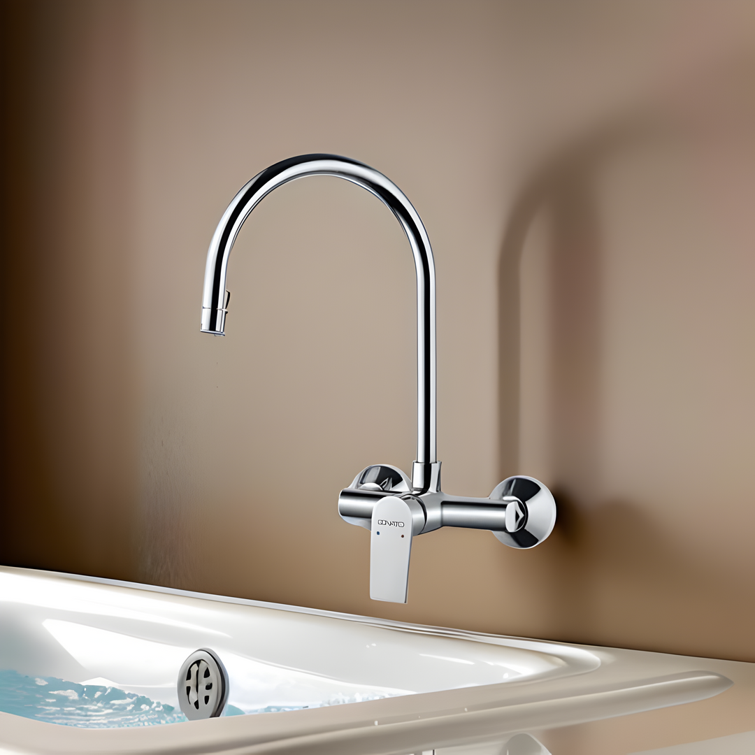 Durable single lever sink mixer featuring a high-arc spout for enhanced water flow and accessibility