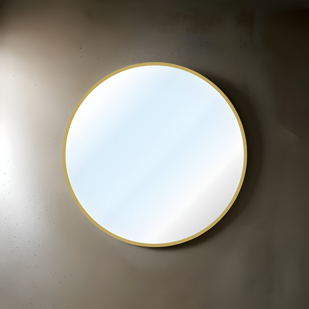 METAL FRAME MIRROR ROUND GOLD