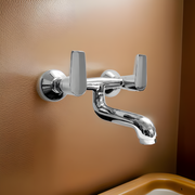 Sleek wall mixer non-telephonic faucet in chrome finish, designed for modern bathroom and kitchen installations