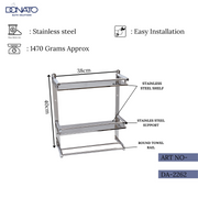 Durable double shelf with roung towel rail ideal for maximizing space