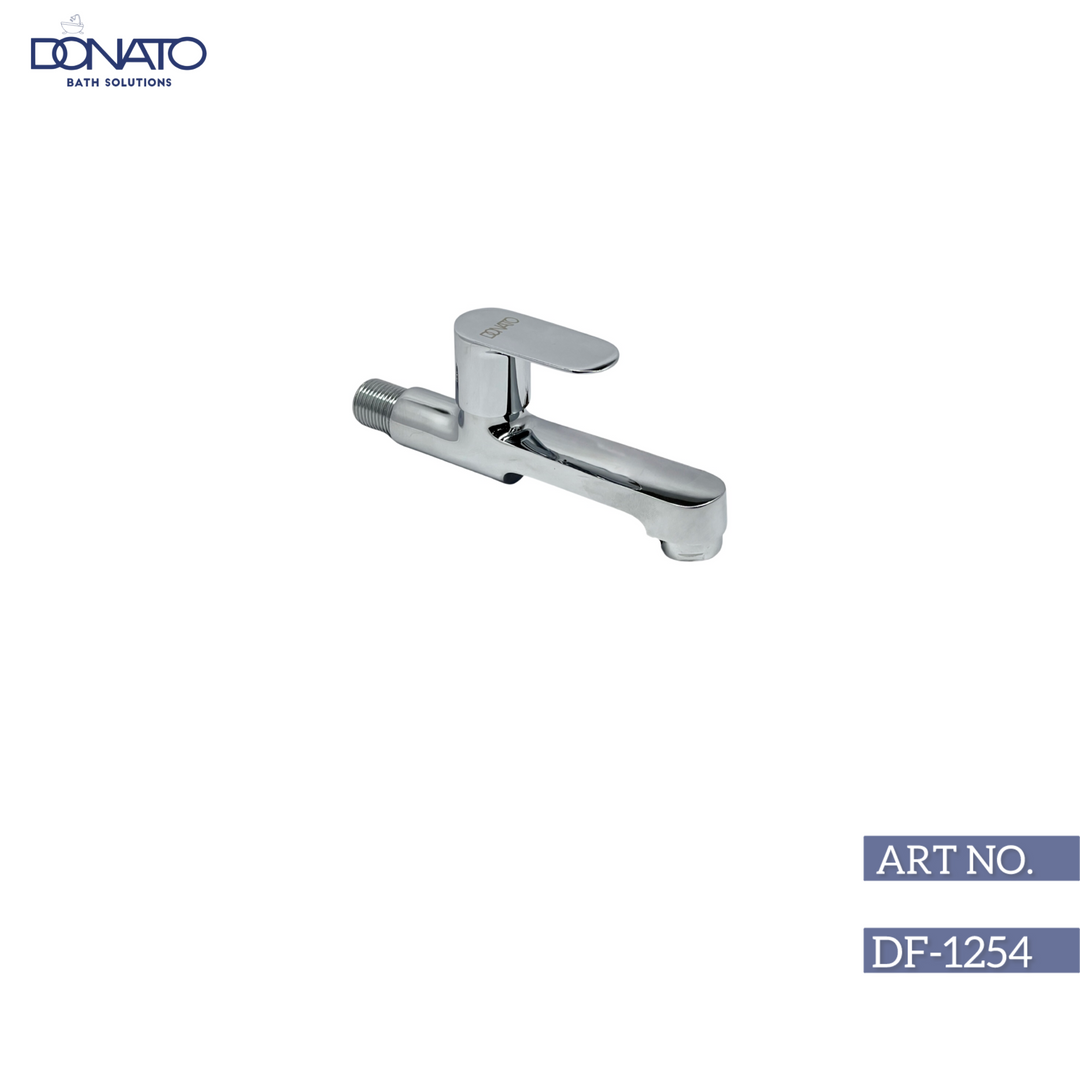 Durable bib cock faucet in polished chrome finish, designed for efficient water control in outdoor and indoor applications.