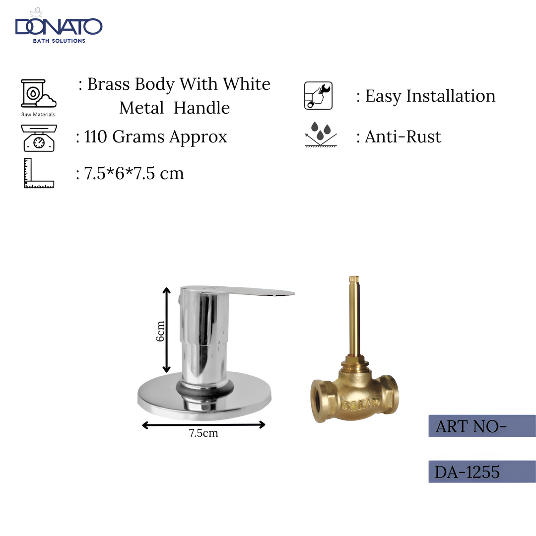 Reliable concealed stop cock with a polished finish, designed for both hot and cold water with 110 grams