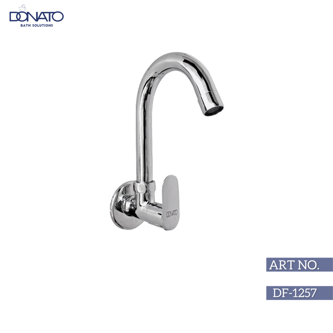 Elegant sink cock designed for easy installation and precise temperature control in wall-mounted applications.