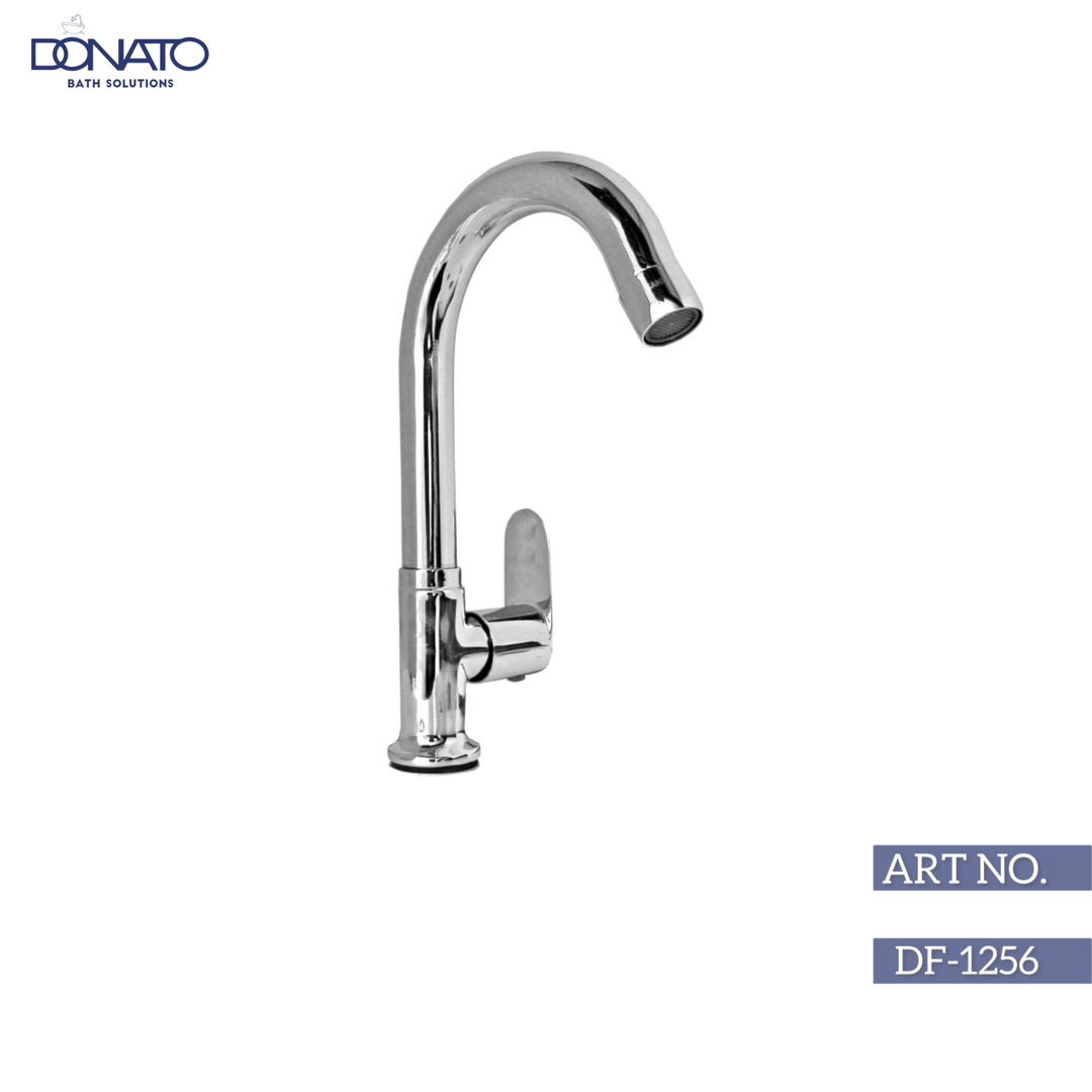 High-quality swan neck faucet with a ceramic cartridge for smooth operation and long-lasting performance.