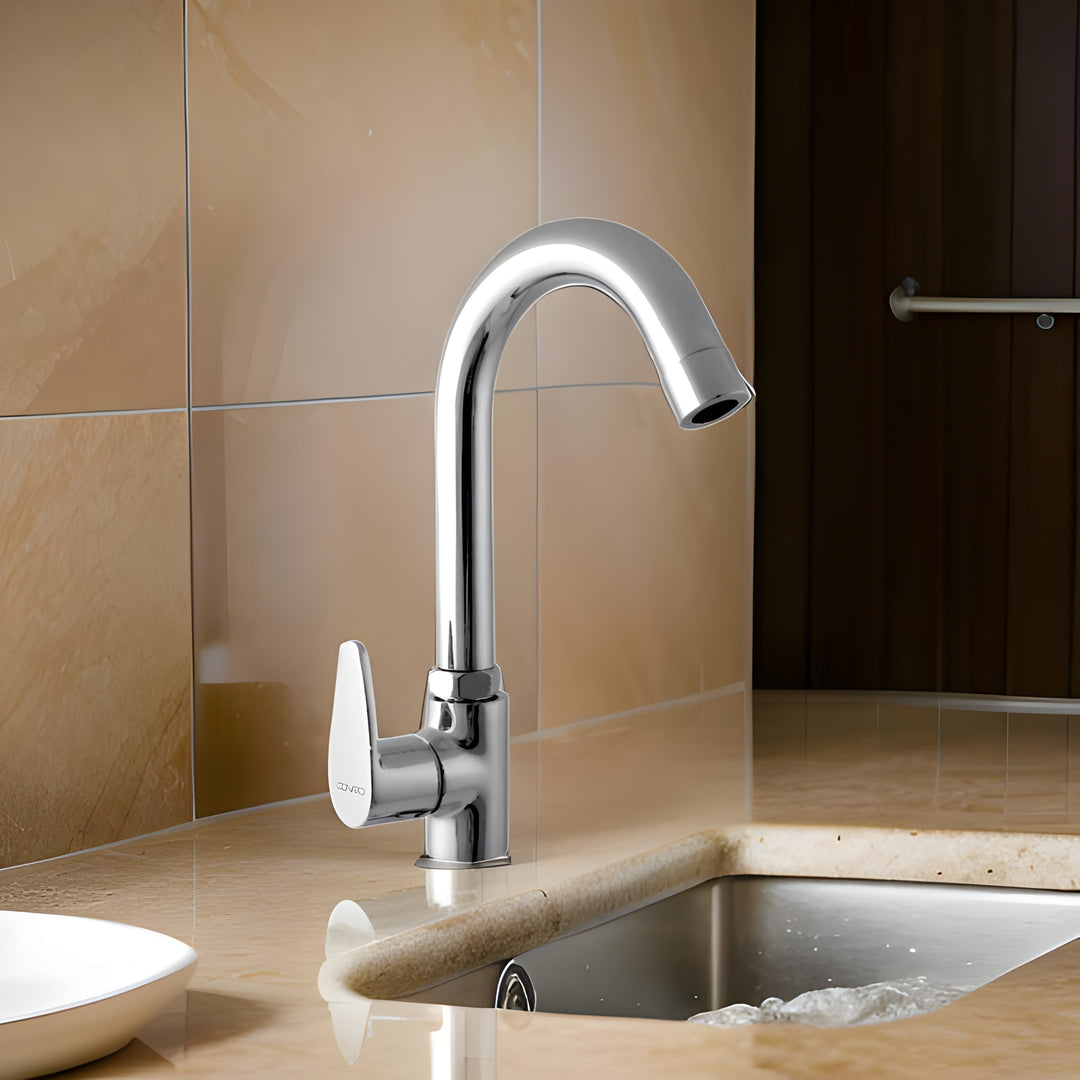 Elegant Swan Neck Sink Mixer - Stylish Kitchen Faucet Design