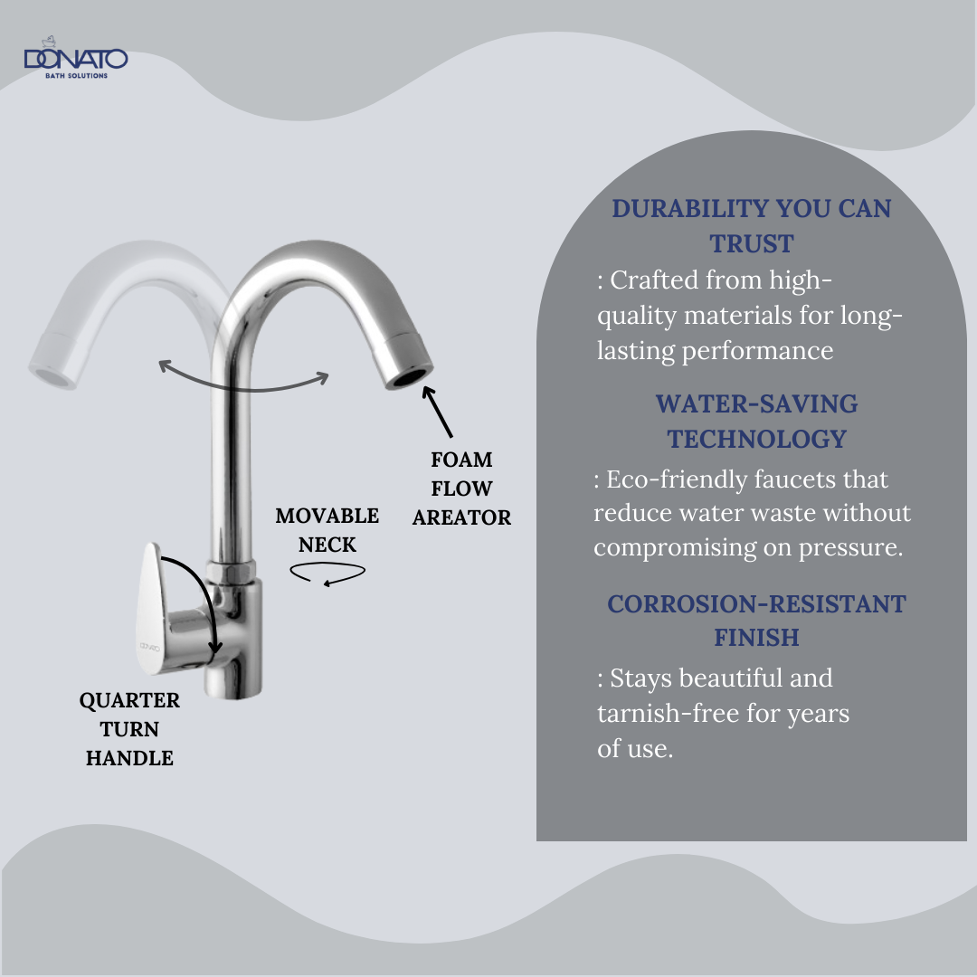 Durable swan neck tap featuring a 360-degree swivel spout for versatile water flow in kitchens