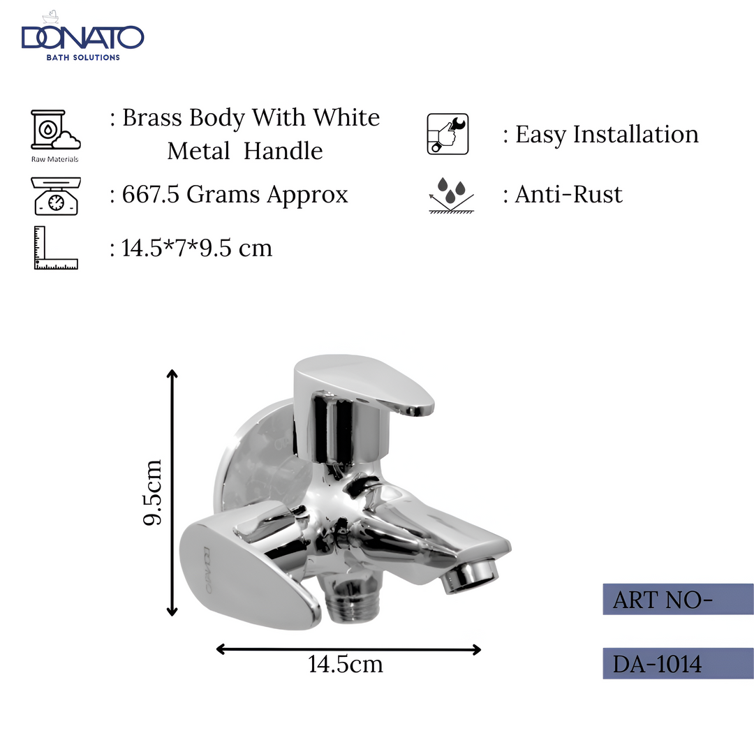 Contemporary two-way bib cock featuring a sleek design, with 667.5 grams weight.