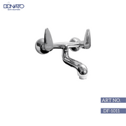 Contemporary wall mixer non-telephonic featuring dual handles for precise temperature 