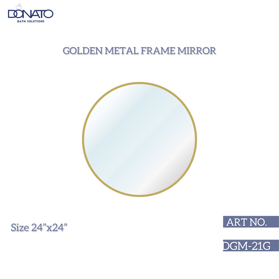 METAL FRAME MIRROR ROUND GOLD