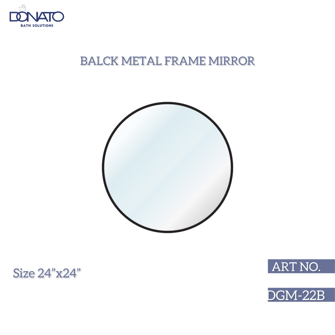 METAL FRAME MIRROR ROUND BLACK