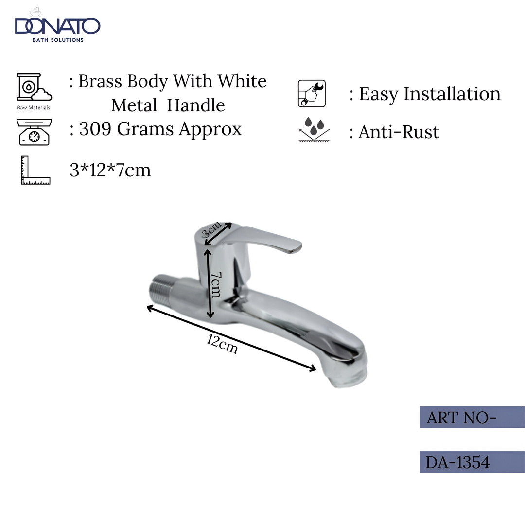 Reliable bib cock with a polished finish, designed for both hot and cold water supply lines. With 309 grams weight