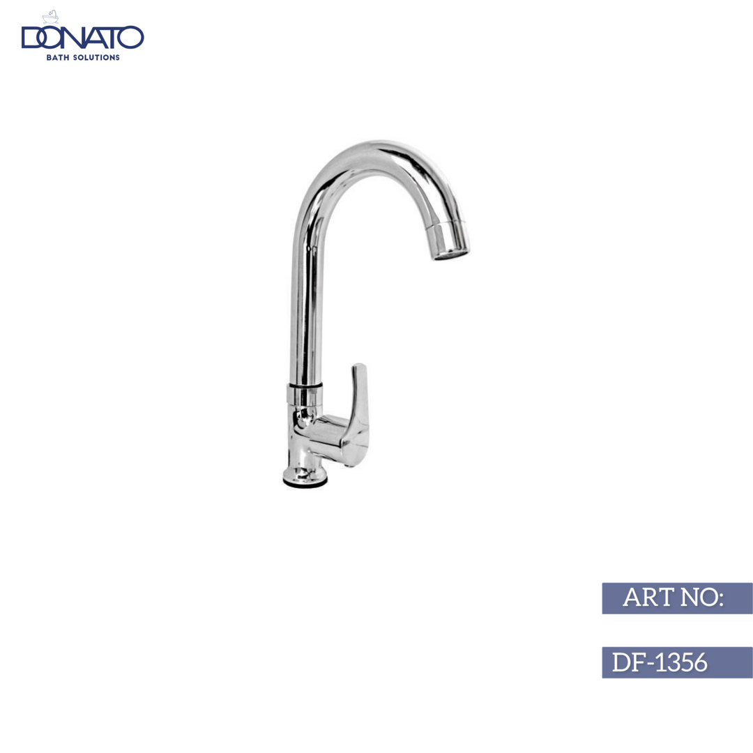 Versatile swan neck kitchen mixer with a height of 14 inches, designed for both functionality and aesthetics