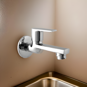 Durable long nose faucet in polished chrome finish, designed for precise water flow in kitchen and bathroom sinks.