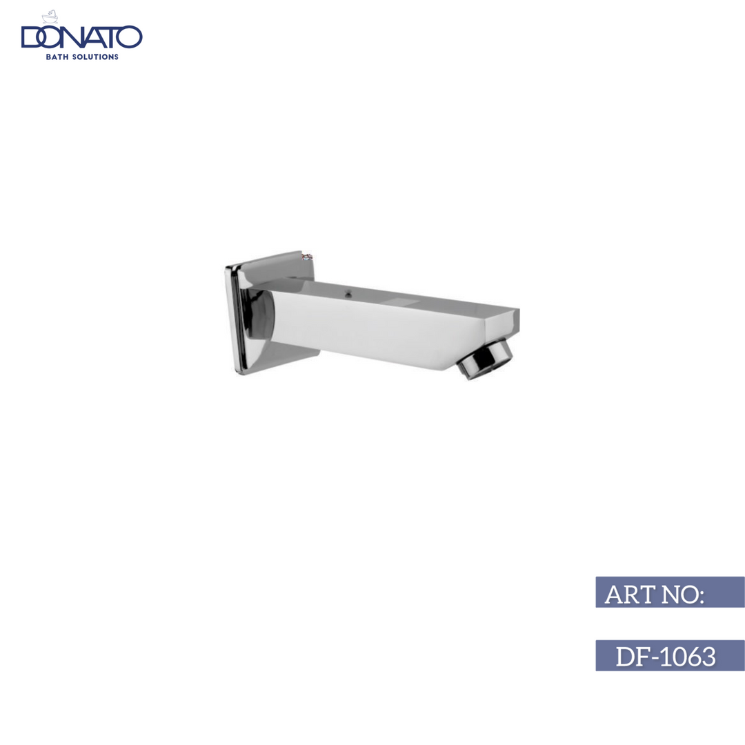 Simple plain spout faucet in polished chrome finish, ideal for minimalist bathroom and kitchen designs.