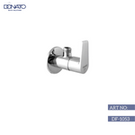 Brass angle valve with a chrome finish for plumbing applications.