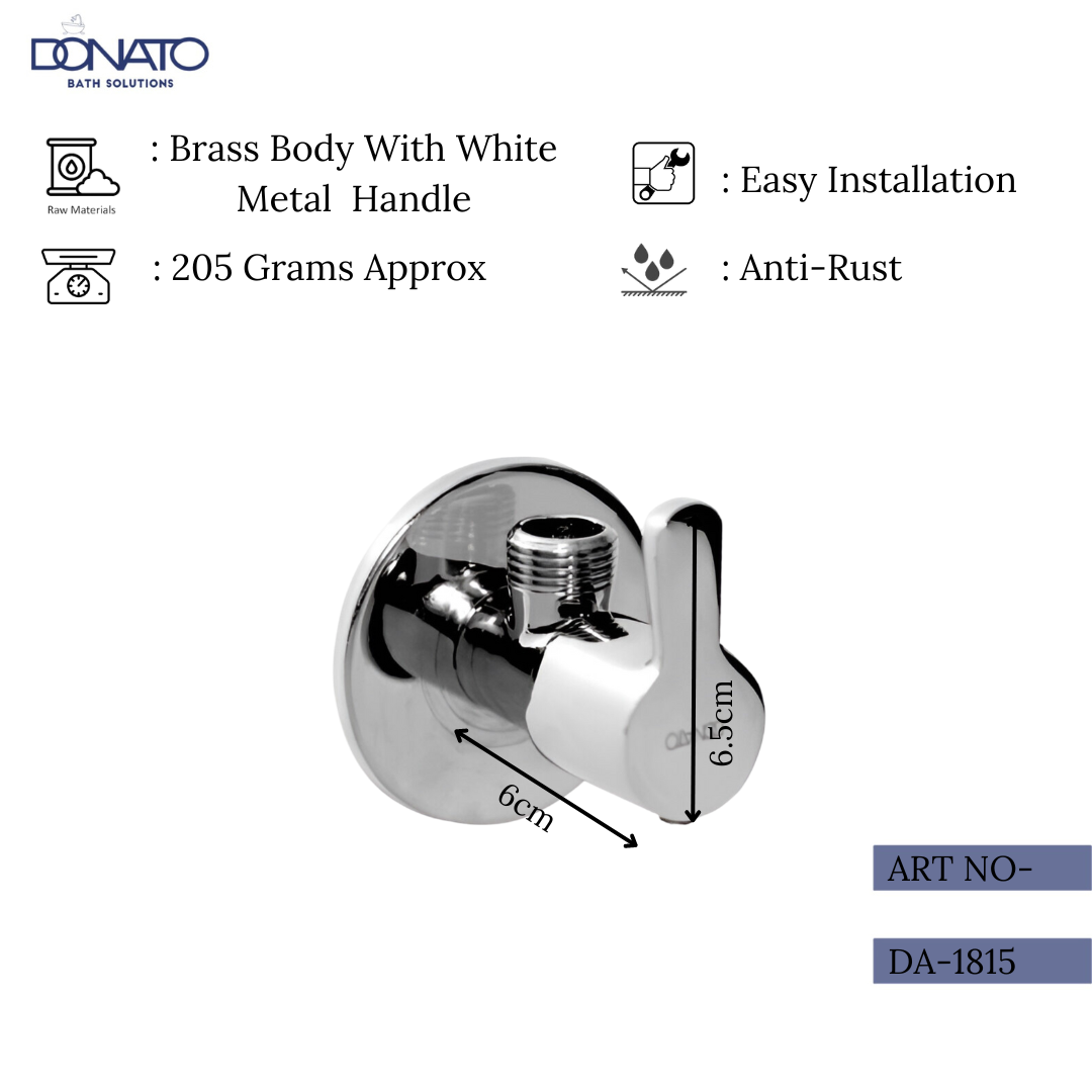 Compact angle valve ideal for tight spaces in plumbing setups.