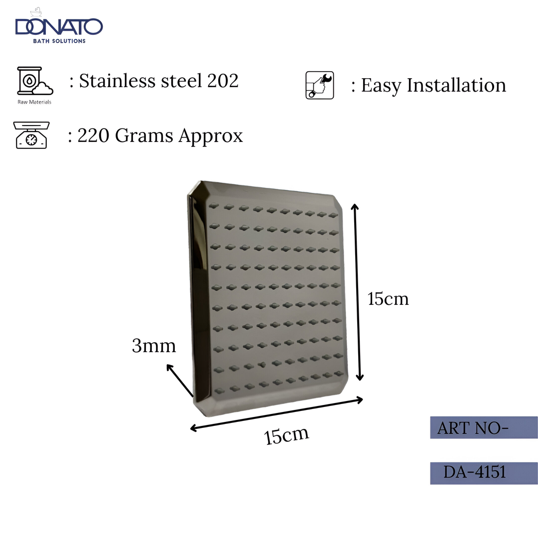 Modern overhead shower system with adjustable spray settings.