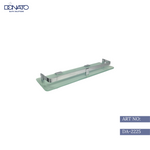 Frameless glass shelf in a luxury retail store showcasing products