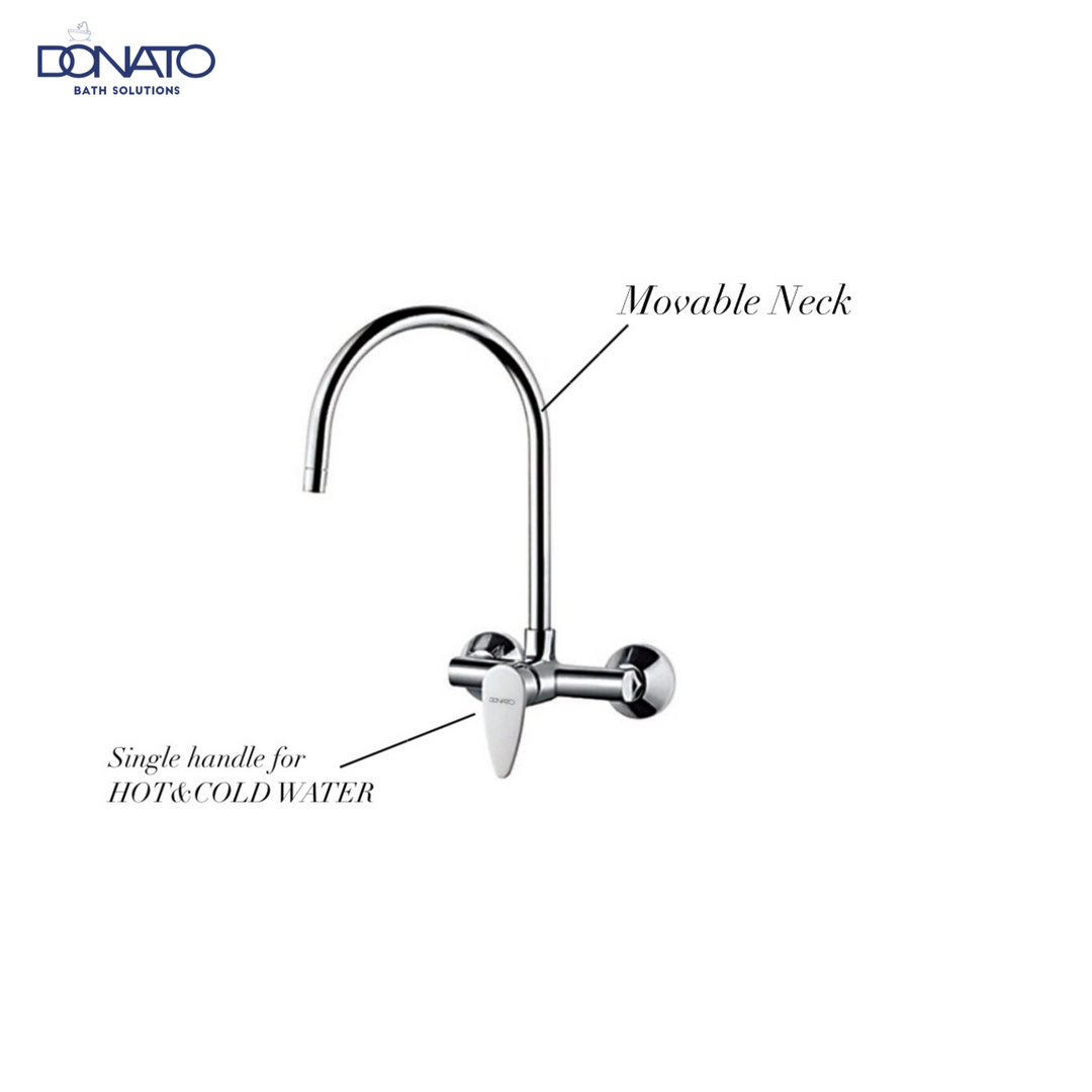 Elegant single lever sink mixer designed for easy temperature control with movable neck and single lever for hot and cold water