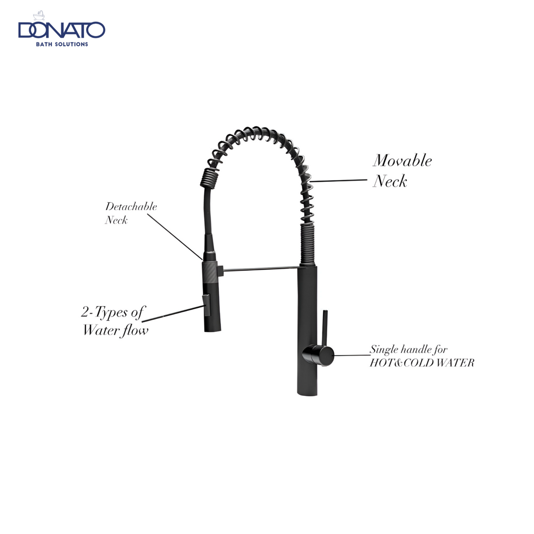 DONATO SINGLE LEVER SINK MIXER TABLE MOUNTED- PULLOUT BLACK