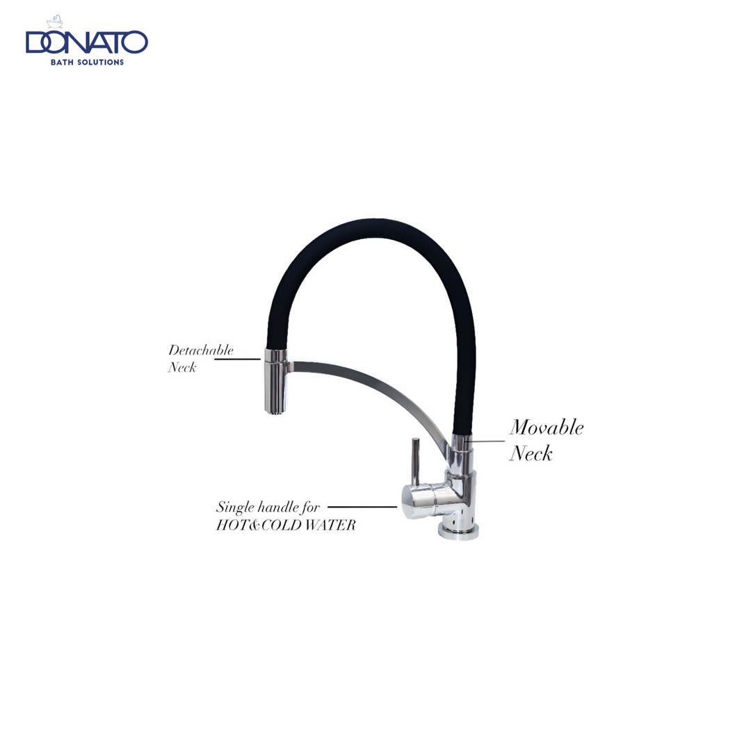 DONATO SINGLE LEVER SINK MIXER TABLE MOUNTED- ROUND BLACK