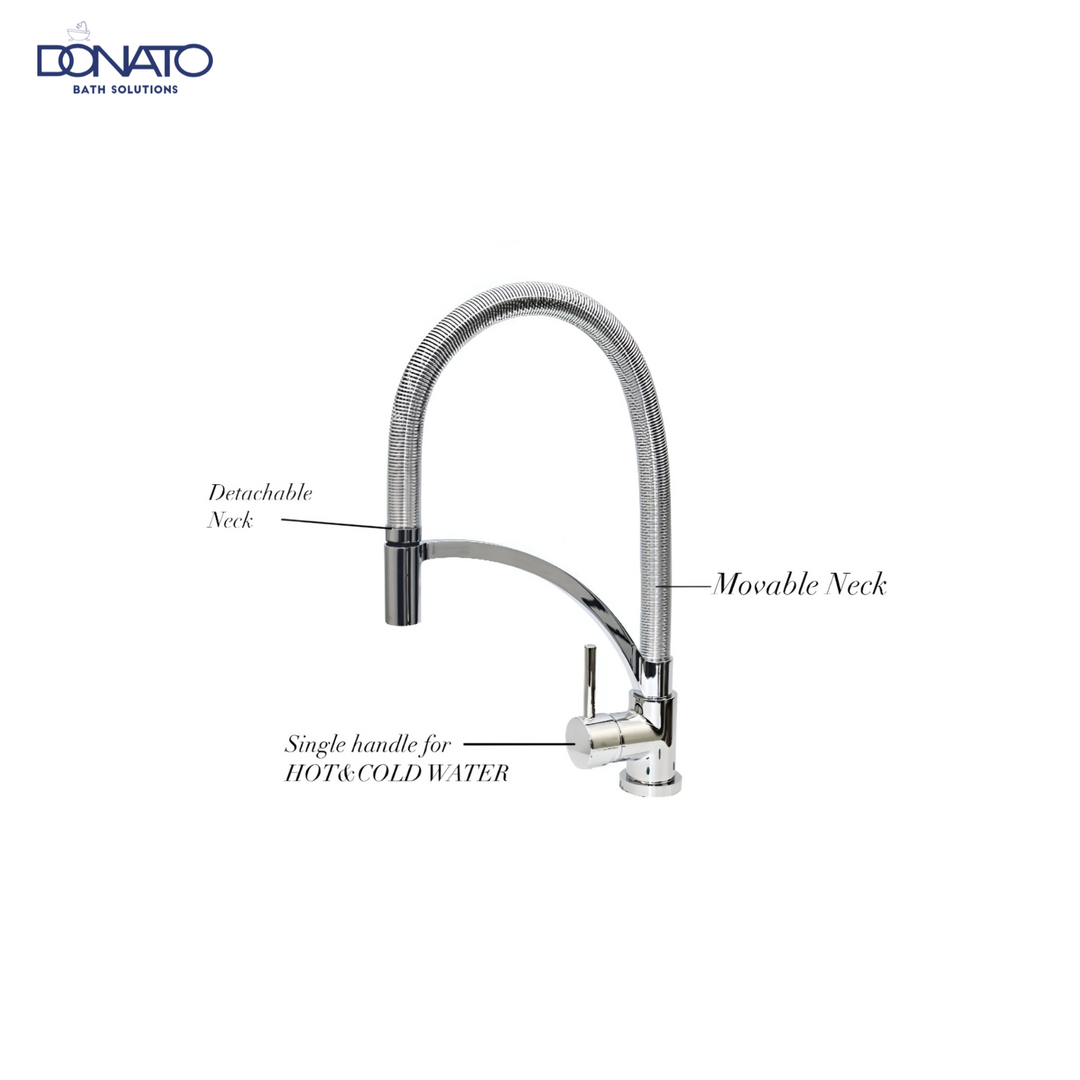 DONATO SINGLE LEVER SINK MIXER TABLE MOUNTED- ROUND CHROME