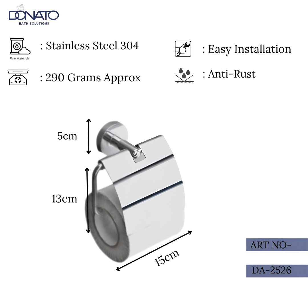 DONATO PAPER HOLDER WITH LID-TULIP S.S 304