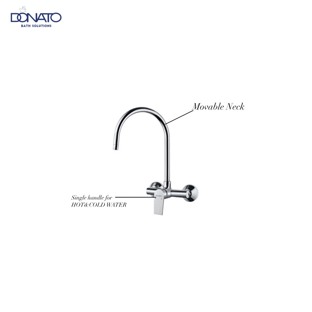 Sleek single lever sink mixer in polished chrome finish, perfect for modern kitchen and bathroom designs.