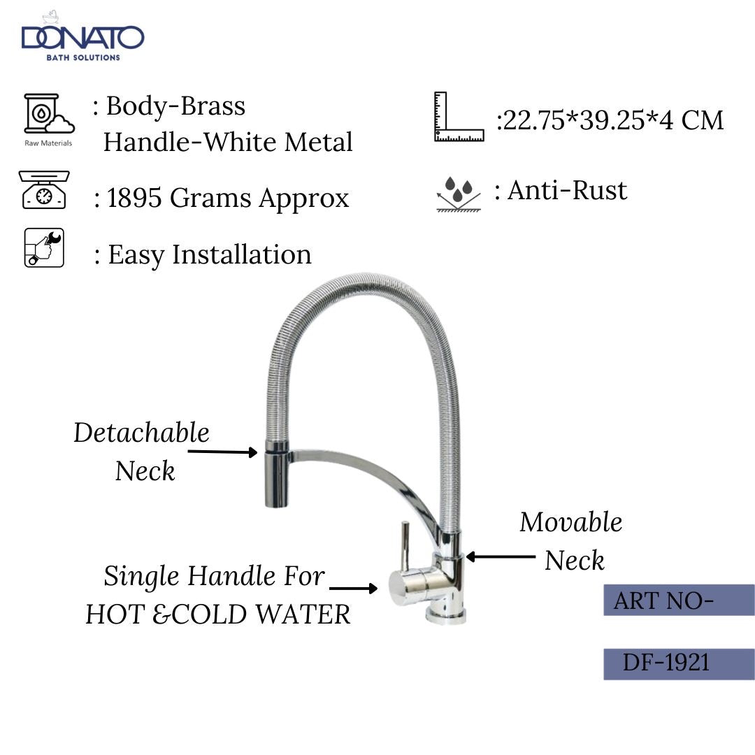 DONATO SINGLE LEVER SINK MIXER TABLE MOUNTED- ROUND CHROME