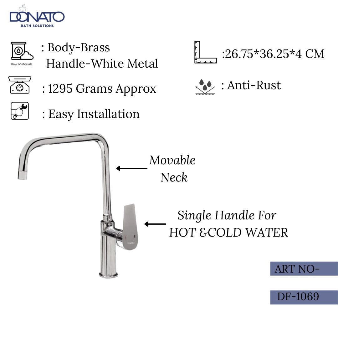 Durable table mounted single lever sink mixer with a high-arc spout for enhanced water flow with height of 36.25 cm and weight of 1295 Grams