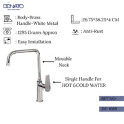 Durable table mounted single lever sink mixer with a high-arc spout for enhanced water flow with height of 36.25 cm and weight of 1295 Grams