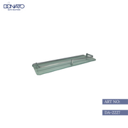 Adjustable glass shelf in a metal frame, suitable for a home office