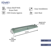 Stylish floating glass shelf perfect for displaying decor.