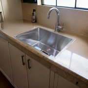 Modern stainless steel kitchen sink with single basin