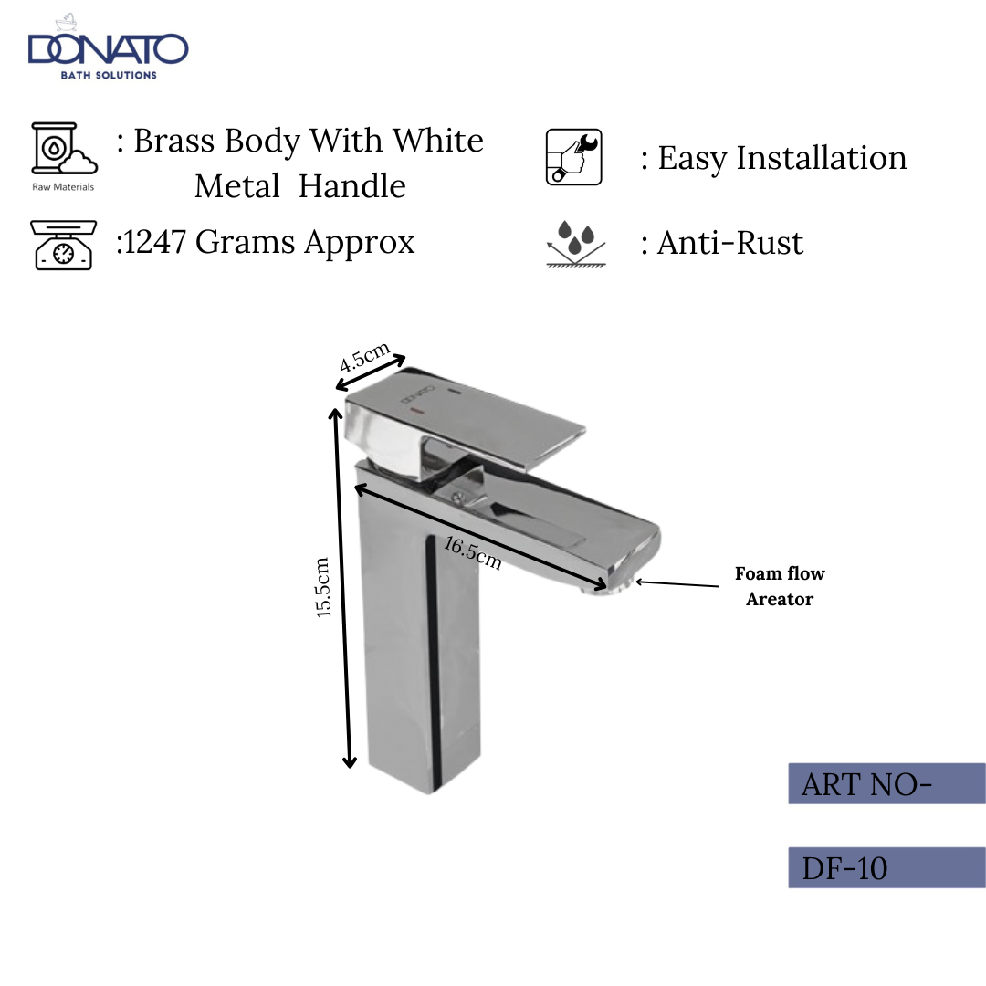 Compact square single lever basin mixer ideal for small spaces.