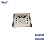 Rustic wooden grating installed in a garden, allowing sunlight to filter through